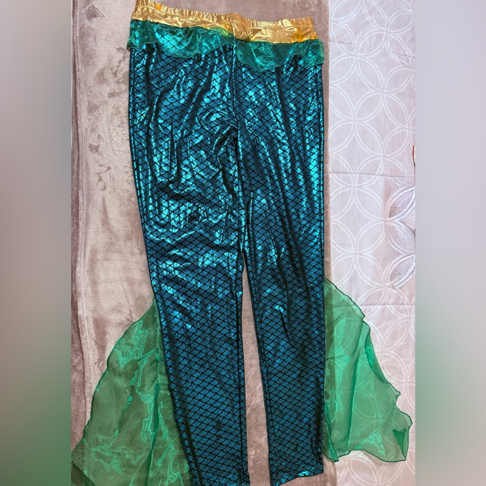 Mermaid Scale Leggings with Green Fins king triton custome